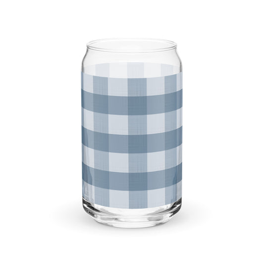 Lake Blue Gingham Can-shaped glass