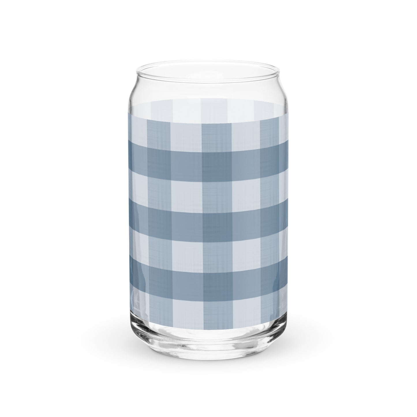 Lake Blue Gingham Can-shaped glass