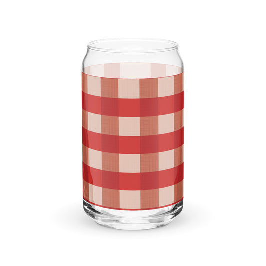 Rodeo Red Gingham Can-shaped glass
