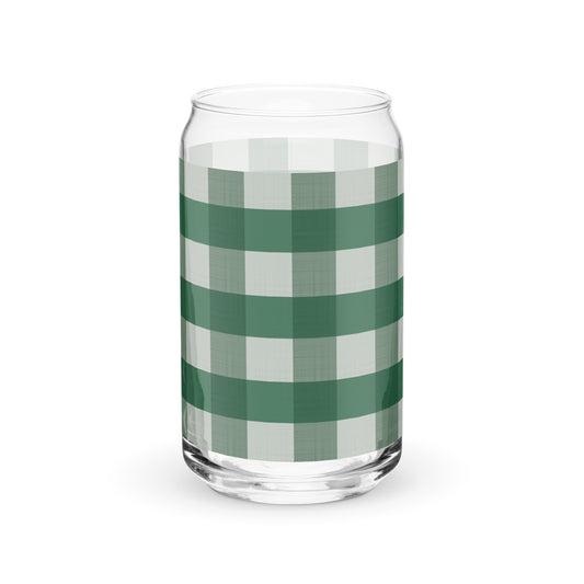 Evergreen Gingham Can-shaped glass